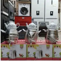 سماوری شیردار استیل کف‌ چدن ضد زنگ کتری قوری