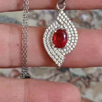 گردنبند نقره با سنگ یاقوت زیبا