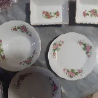 سرویس ابگوشت خوری ،دیس ،جا سیگاری گل سرخی