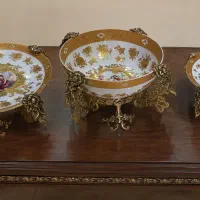سرویس چینی برنزی پذیرایی ۳  تیکه طرح کلاسیک و لوکس