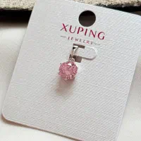 پلاک ژوپینگ نگینی مدل صورتی دلبرانه و کیوت