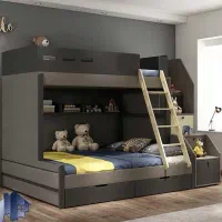 تخت خواب دو طبقه کمجا کودک نوجوان کمد کتابخانه