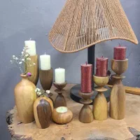 شمعدان و گلدان چوبی