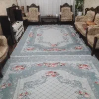 جفت روفرشی کشدار فیروزه ای  ۹ متری مخمل شانل ترک