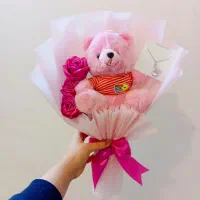 دسته گل عروسکی گل ربانی اکسسوری گردنبند