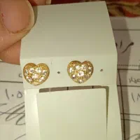 گوشواره قلب جواهری   طلا ایتالیایی نو با فاکتور