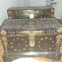 صندوقچه ۲ سایز چوب و روکش فلز