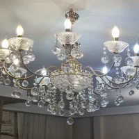 فروش جفت لوستر فلزی-کریستالی شیک و سالم