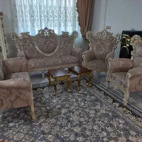 فروش یک دست مبل هفت نفره استیل تمیز پارچه ترک