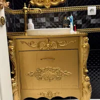 کابین دستشویی طلایی ست کابین و آینه