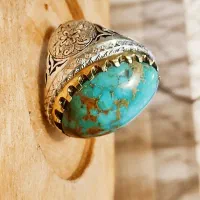 انگشتر فیروزه دست ساز قلم زنی