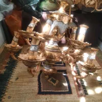 دوعدد لوستر برنجی آبکاری طلا
