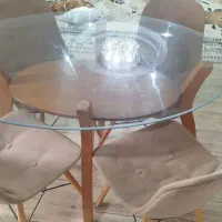 میز نهارخوری چهار نفره بیضی با صندلی