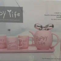 سرویس چایخوری سرامیکی ۴نفره(۴ماگ،قوری،سینی)