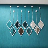 آینه دکوراتیو ۹عددی لوزی چوبی