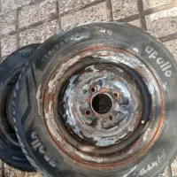 ۲حلقه رینگ و لاستیک ۱۴ پژو|قطعات یدکی و لوازم جانبی|مشکین‌دشت, |دیوار