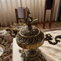 ظرف برنجی با تلفیق چینی برجسته|صنایع دستی و سایر لوازم تزئینی|آمل, |دیوار