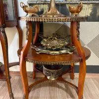 میز دوطبقه چوبی برنزی