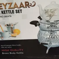 سماور رو گازی برنج با قوری چینی