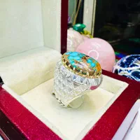 انگشتر فوق کلکسیونی سنگ فیروزه آبی اصل سلطنتی اعلا|بدلیجات|تبریز, |دیوار