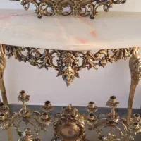 آینه کنسول جاشمعی ساعت برنجی قدیمی|مبلمان خانگی و میز عسلی|لاهیجان, شیشه گران|دیوار