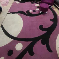 مبل و میز ناهارخوری و فرش و پرده زبرا ست بنفش طوسی