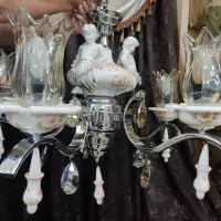 لوستر برنجی ابکاری کروم با لاله شامپاینی