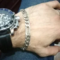 دستبندنقره 925ایتالیایی مدل فیگارو باروکش طلا سفید