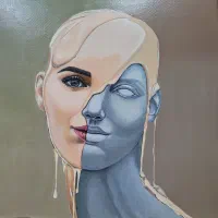 تابلو نقاشی چهره با رنگ اکرولیک