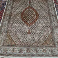 جفت قالیچه ریز ماهی تبریز کرم نسکافه ای گل ابریشم|فرش|تهران, حر|دیوار
