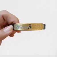 دستبند چرم مردانه پلاک استیل طلایی شیک و خاص