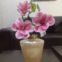 گل لمسی مگنولیا صورتی دوشاخه جدید