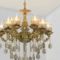 لوستر ۵ شعله دوبل برنجی برنزی انتیک