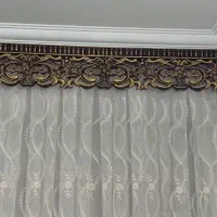 پرده سالن پذیرایی همراه با کتیبه و مدال شیک|پرده، رانر، رومیزی|قم, امامزاده ابراهیم|دیوار