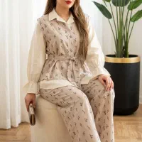 ست سه‌تکه گلگچی  شومیز، وست و شلوار