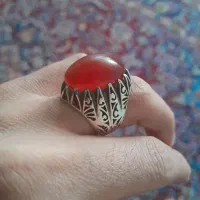 دوتاانگشترعقیق سرخ وعقیق جزسیاه عالی