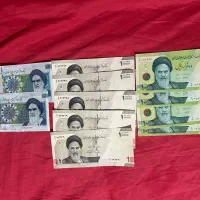 تعدادی اسکناس و سکه ایرانی خارجی