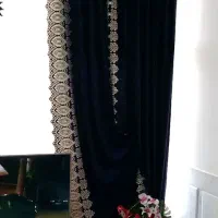 دوعدد دکور پرده مخمل قهوه ای