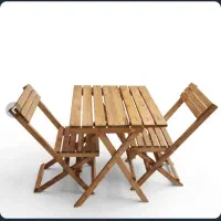 میز و صندلی مسافرتی تاشو چوبی ۲ نفره
