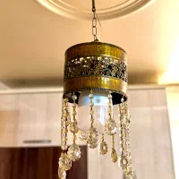 ست لوستر و اباژور برنجی بسیار شیک|چراغ خواب و آباژور|تهران, فلاح|دیوار