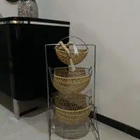سبد پیاز و سیب زمینی حصیری دستبافت با پایه استیل|ظروف نگهدارنده، پلاستیکی، یک‌بارمصرف|تهران, ولنجک|دیوار