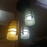 لوستر آویز چوبی سه شعله