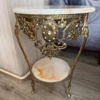 میز برنز دو طبقه سنگ مرمر اصل
