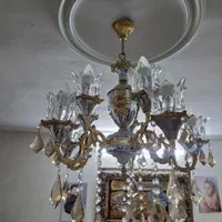 لوستر برنج ابکاری شده 5شاخه.10 شعله در حد نو|لوستر و چراغ آویز|تهران, ارامنه|دیوار