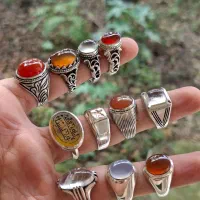 ۲۴ عدد انگشتر نقره کار دست با نگین های معدنی|جواهرات|محمودآباد, |دیوار