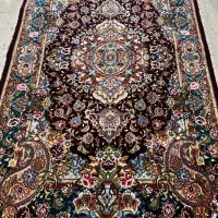 فرش زرنیم سالاری تبریز زمینه شرابی(ابریشم)