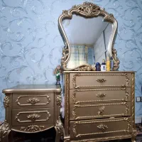 تخت خواب دو نفره با تشک ، دلاور،آینه و ۲عدد پاتختی|تخت و سرویس خواب|بومهن, |دیوار