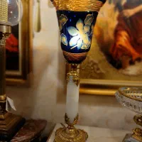 چراغ با لاله دو پوست کریستال ایتالیایی