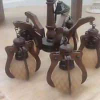 لوستر چوبی پنج شاخه نو