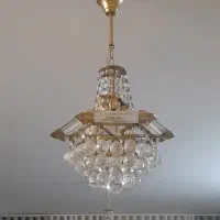 ۲ عدد لوستر کریستال برنجی ۳شاخه